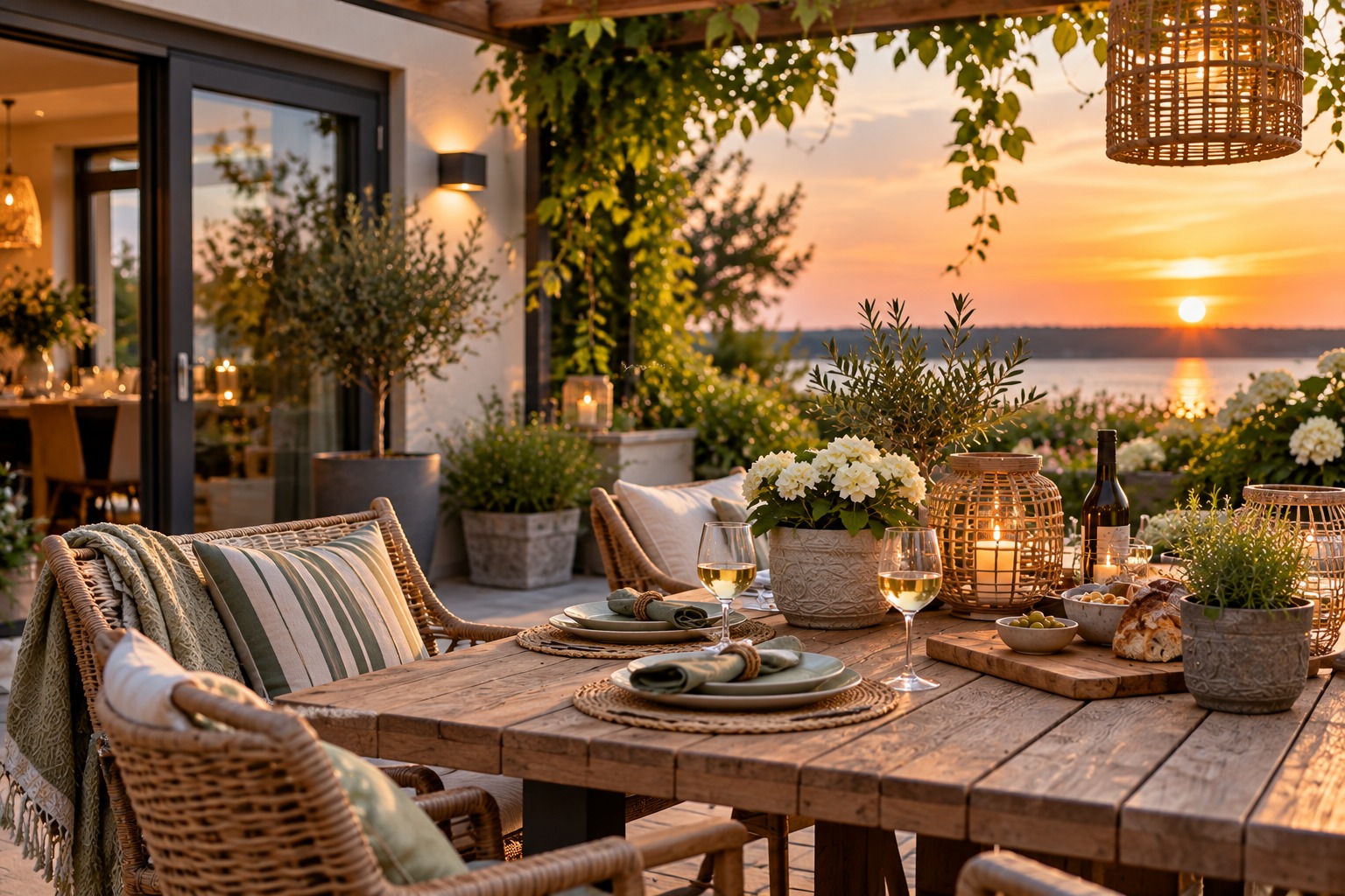 Sfeervol terras met tuinmeubelen